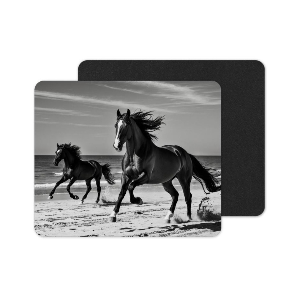 Horses On The‎ Beach Mouse Pad: Vibrant Neoprene Computer Accessory